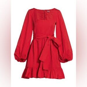 Staud Seth Squareneck Mini Dress, red size 4